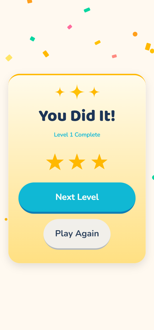 Level complete screen