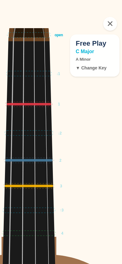 Free Play mode with key signature picker