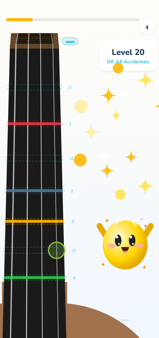 Correct finger position screen