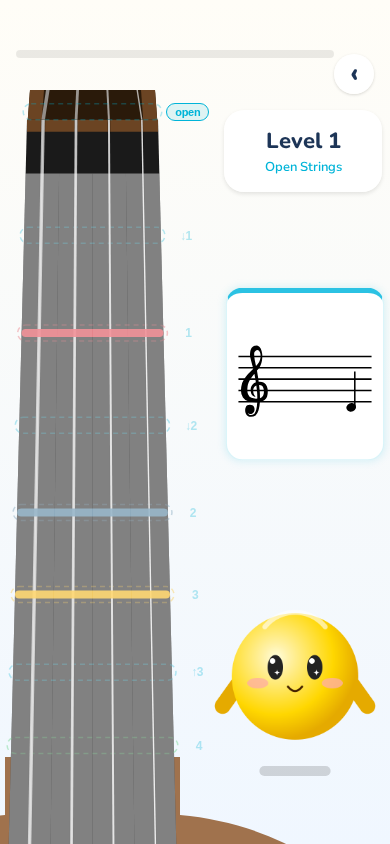 Level 1 with shaded fingerboard areas