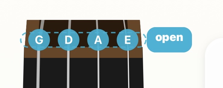 Violin fingerboard showing open strings G D A E